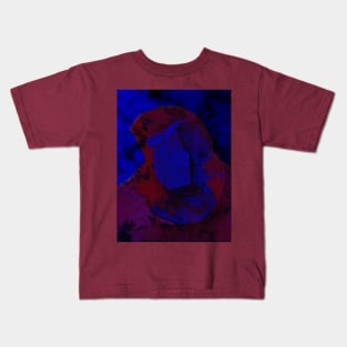 Portrait, digital collage and special processing. Weird. Man on street, face. Like in night dreams. Red and blue. Kids T-Shirt